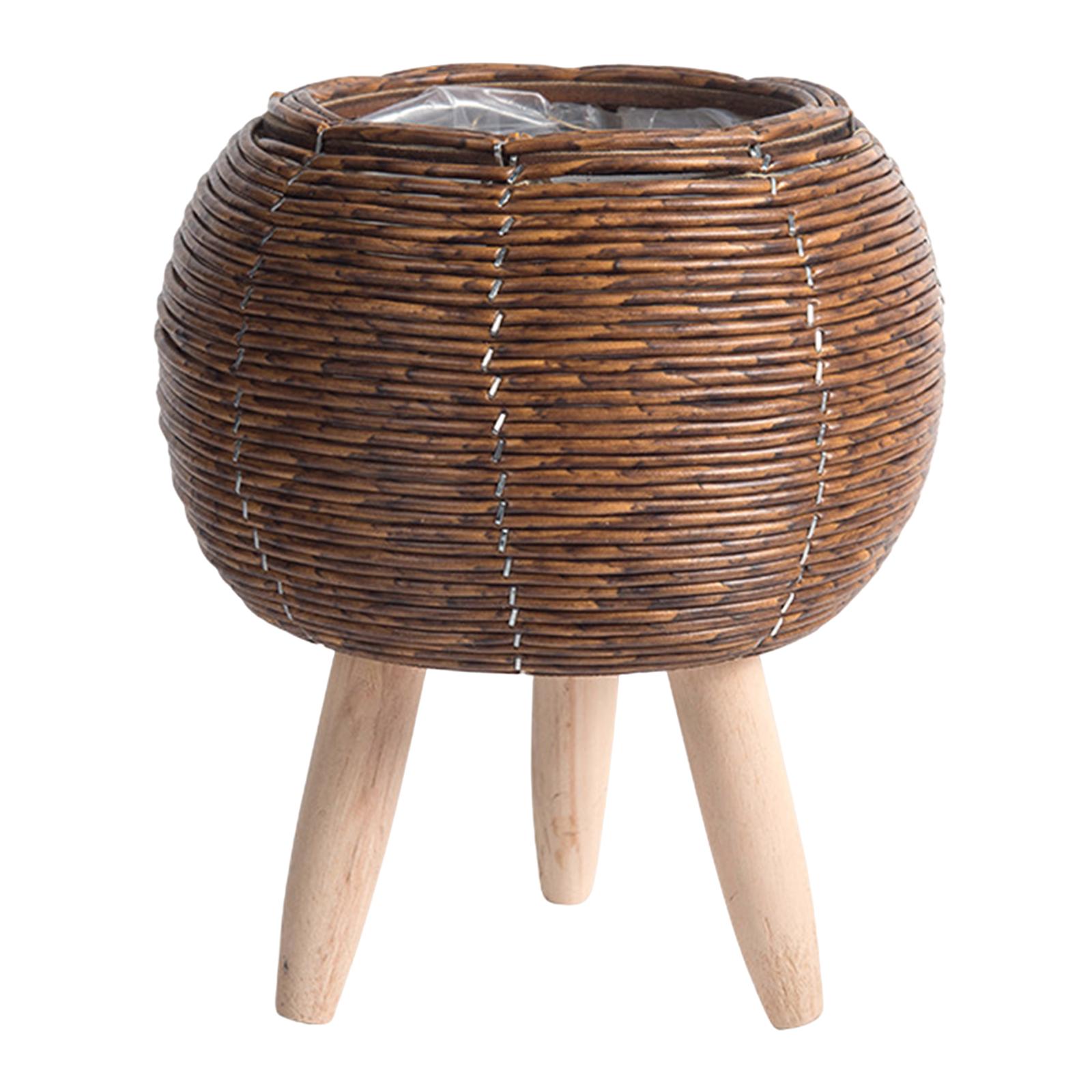 織りバスケットスタンド付き屋内フラワーポットオーガナイザー、 - Home Decor Rattan のレビューと価格