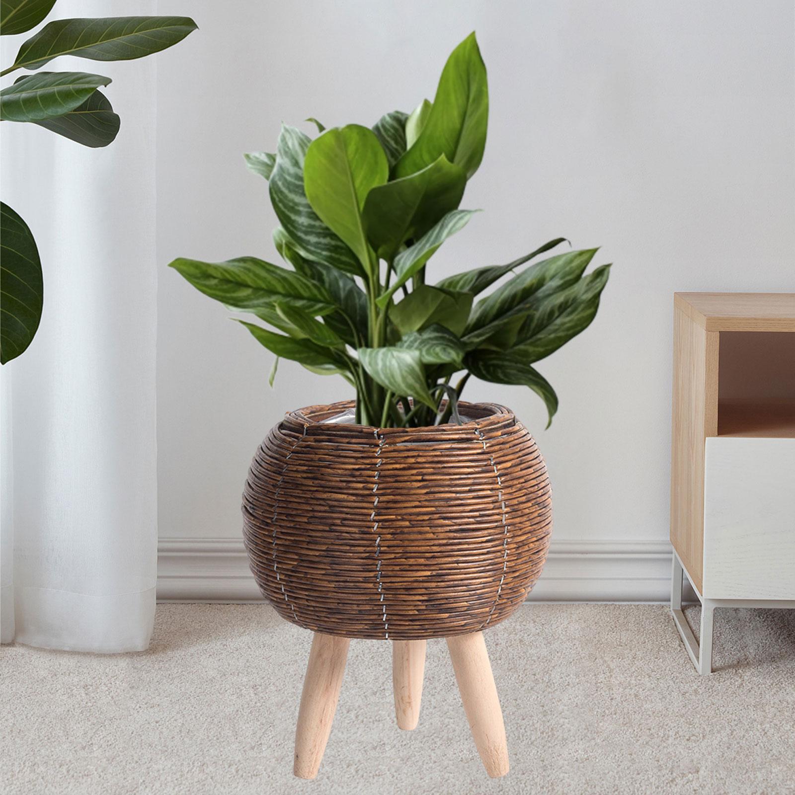 織りバスケットスタンド付き屋内フラワーポットオーガナイザー、 - Home Decor Rattan のレビューと価格