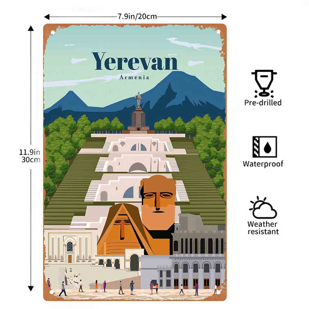 2Dフラット1個入りエレヴァン・アルメニア都市景観メタルウォ - Home Decor Yerevan のレビューと価格