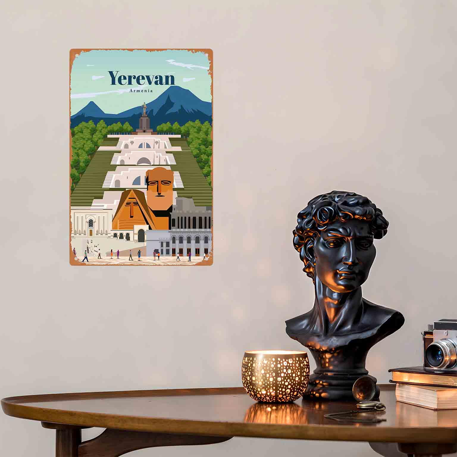 2Dフラット1個入りエレヴァン・アルメニア都市景観メタルウォ - Home Decor Yerevan のレビューと価格