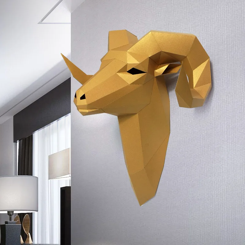 手作りの3D紙モデルペーパークラフト、動物の壁の装飾、ビッグ - Home Decor Center のレビューと価格