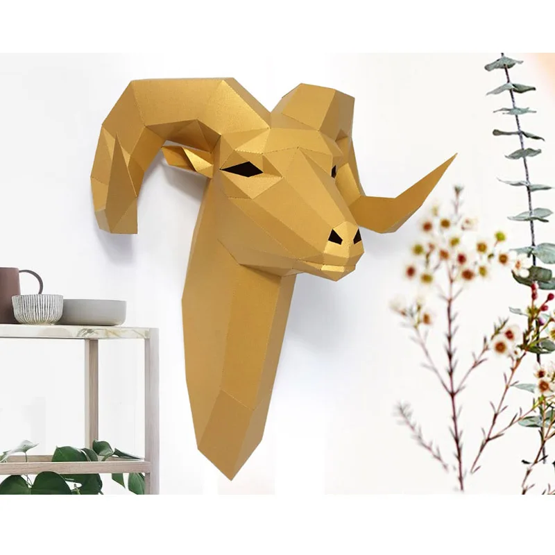 手作りの3D紙モデルペーパークラフト、動物の壁の装飾、ビッグ - Home Decor Center のレビューと価格