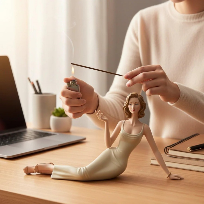 エレガントな女性像香炉ホルダー家庭用手作りアロマスティックホ - Incense Stick Holder のレビューと価格