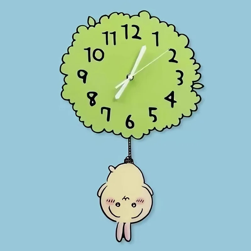 かわいいちいかわ振り子壁掛け時計グリーンツリー型サイレント非 - Wall Clock Silent のレビューと価格