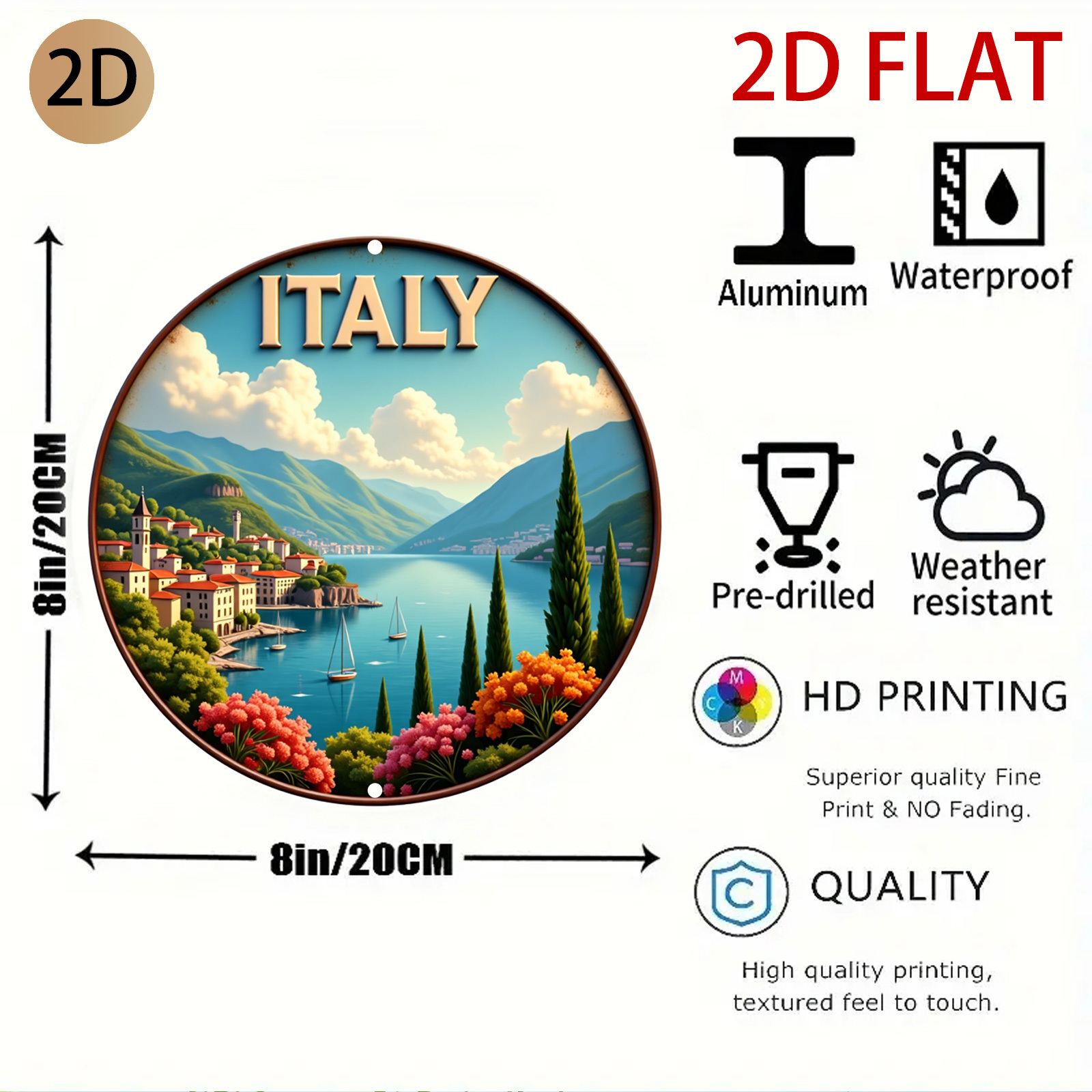 2Dフラット円形イタリア風景ロゴレトロメタルデザインヴィンテ - Home Decor Logo Design のレビューと価格