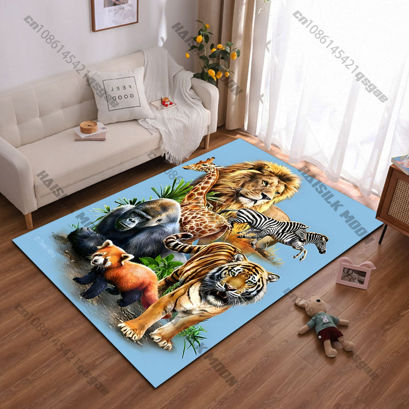 自然の生息地にある野生動物の絵柄カーペット ヨガ リビングル - Home Decor Habitat のレビューと価格