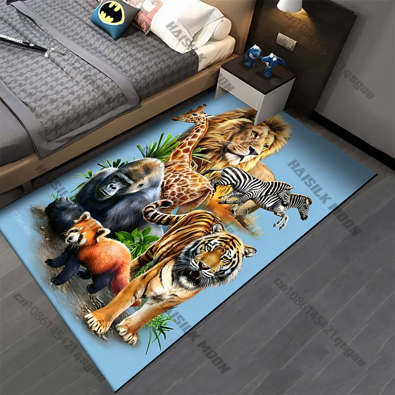 自然の生息地にある野生動物の絵柄カーペット ヨガ リビングル - Home Decor Habitat のレビューと価格