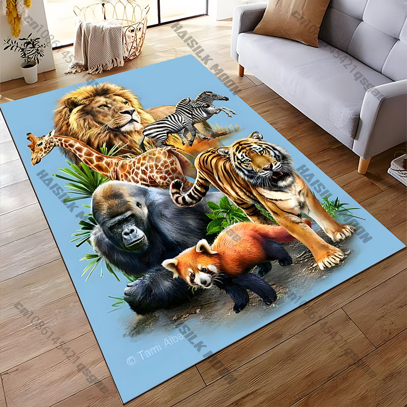 自然の生息地にある野生動物の絵柄カーペット ヨガ リビングル - Home Decor Habitat のレビューと価格