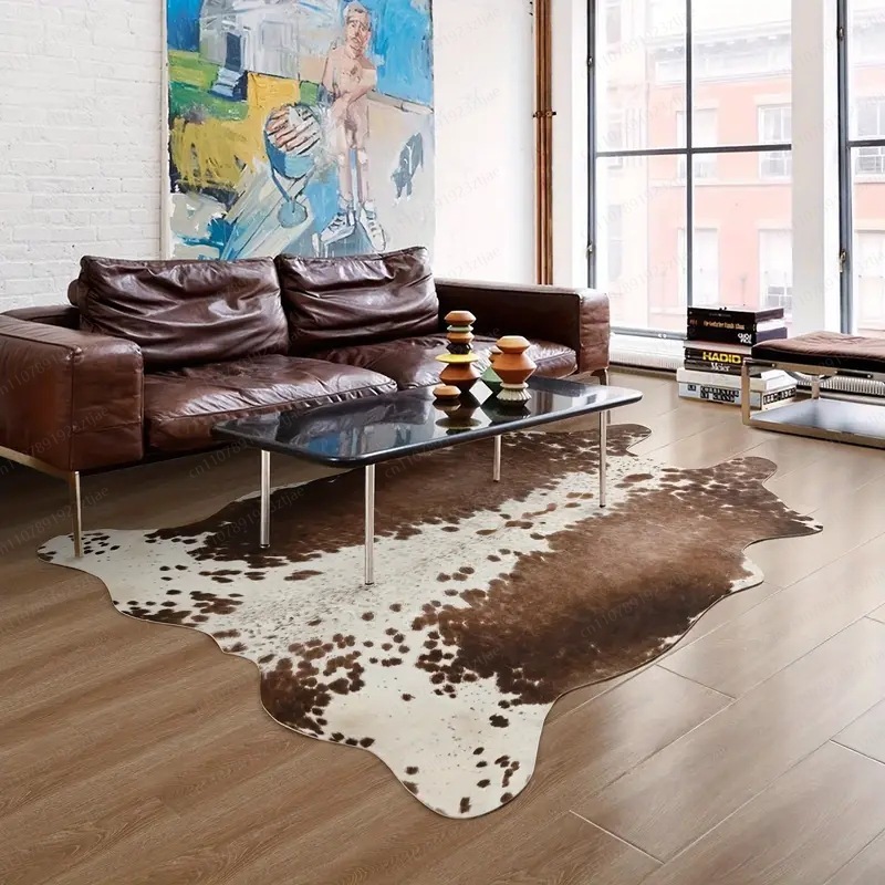 アマゾン激安セール 洗える牛革風ラグ 汚れにくい リビングル - Cowhide Rug Faux のレビューと価格