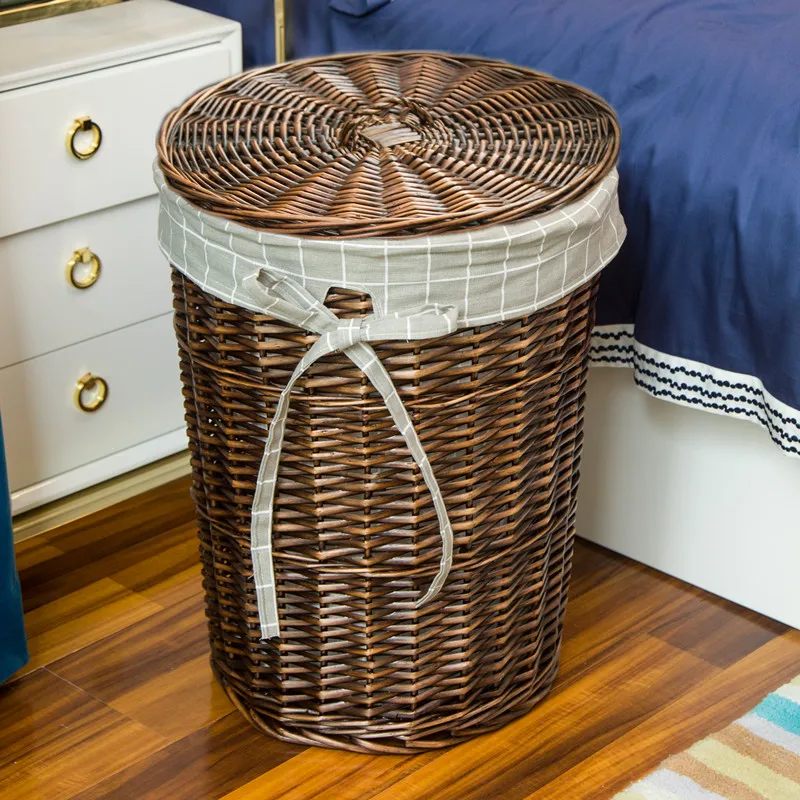 ふた付きのスタイリッシュな籐ランドリーバスケット、織り装飾収 - Home Decor Rattan のレビューと価格