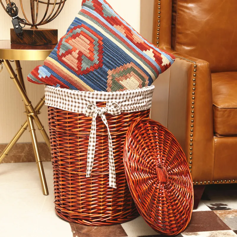 ふた付きのスタイリッシュな籐ランドリーバスケット、織り装飾収 - Home Decor Rattan のレビューと価格