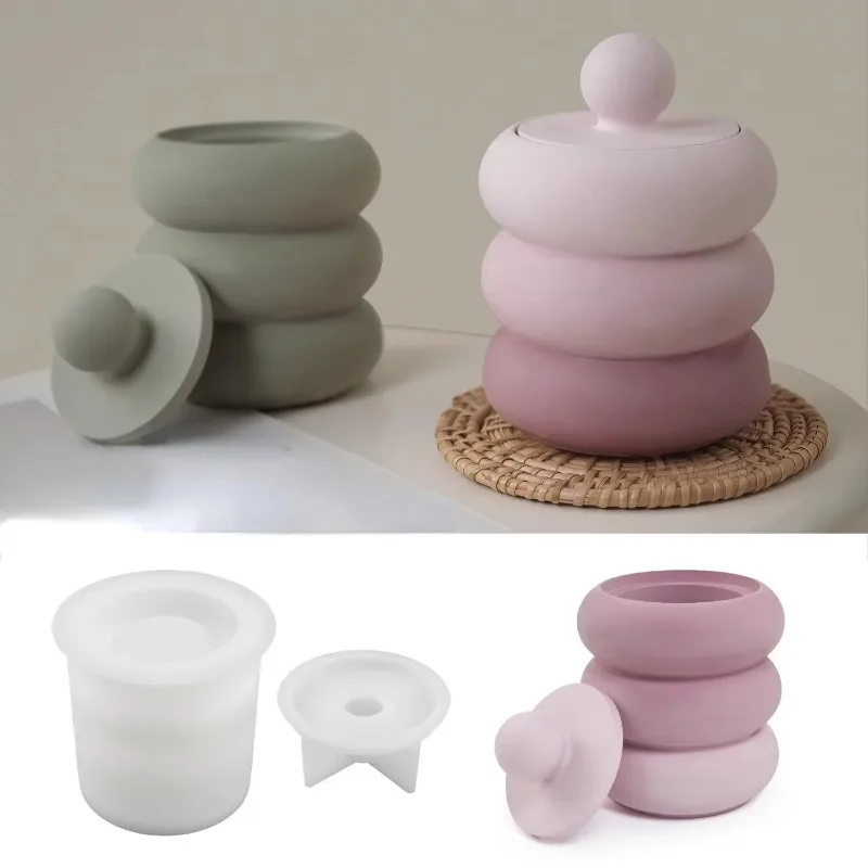 シリコンモールド蓋付きキャンドルジャー、丸い収納ボックス、ミ - Home Decor Minimalist Style のレビューと価格