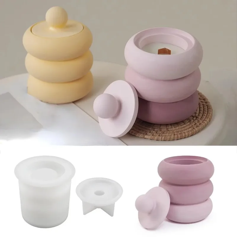シリコンモールド蓋付きキャンドルジャー、丸い収納ボックス、ミ - Home Decor Minimalist Style のレビューと価格
