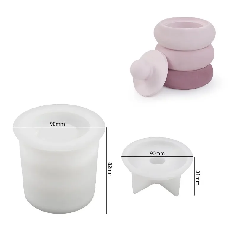 シリコンモールド蓋付きキャンドルジャー、丸い収納ボックス、ミ - Home Decor Minimalist Style のレビューと価格