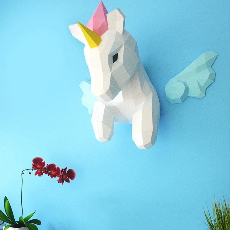 レインボーユニコーン3Dペーパーモデル、壁の装飾、ホームアー - Home Decor Center のレビューと価格