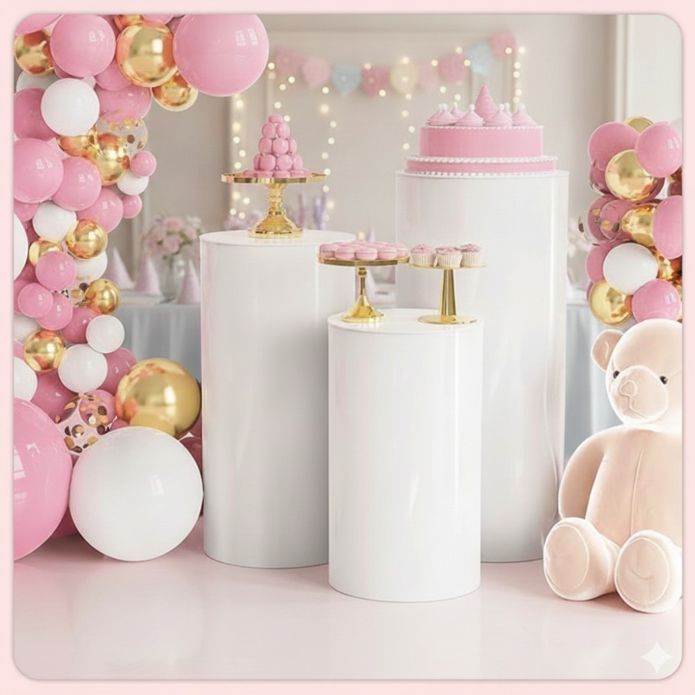 3/5個入り ホワイトシリンダー台座、ウェディングパーティー - Home Decor For Wedding のレビューと価格