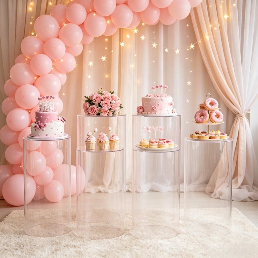 3/5個入り ホワイトシリンダー台座、ウェディングパーティー - Home Decor For Wedding のレビューと価格