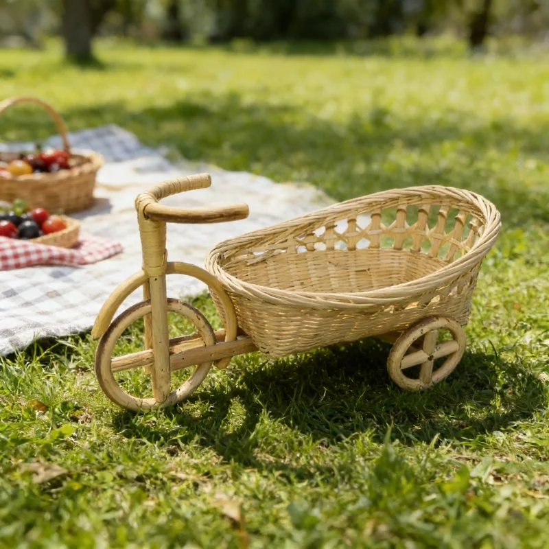 新生児写真撮影用小道具 手作り籐編み自転車小バスケット 写真 - Home Decor Rattan のレビューと価格