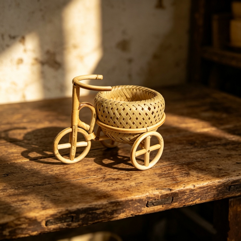 新生児写真撮影用小道具 手作り籐編み自転車小バスケット 写真 - Home Decor Rattan のレビューと価格