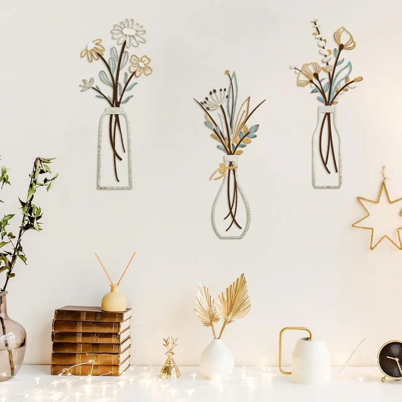 3 個の金属製の花の壁の装飾工芸品素朴なスタイルのミニマリス - Home Decor Minimalist Style のレビューと価格