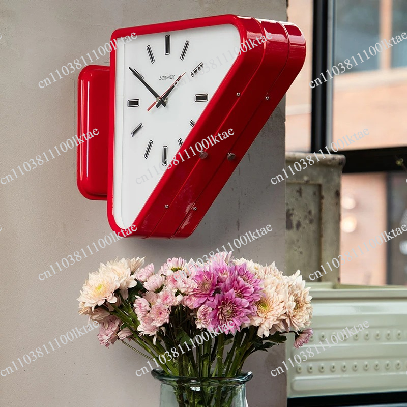 ミニマリストな両面三角形の静音壁掛け時計、リビングルームの装 - Wall Clock Silent のレビューと価格