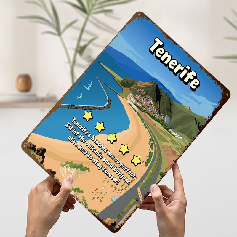 テネリフェ島面白いミニマルレビュートラベルポスターレトロ3D - Review Home Decor のレビューと価格