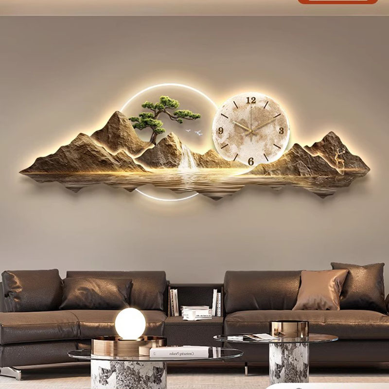 リビングルームの壁時計アート壁画高級大型美的モダン壁時計クリ - Wall Clock Silent のレビューと価格