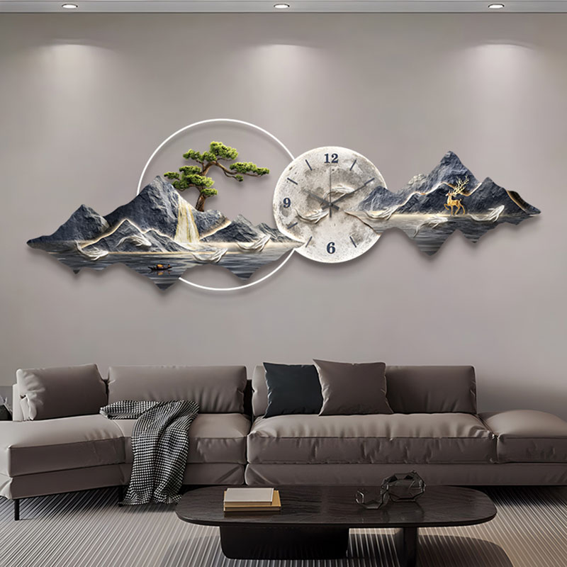 リビングルームの壁時計アート壁画高級大型美的モダン壁時計クリ - Wall Clock Silent のレビューと価格