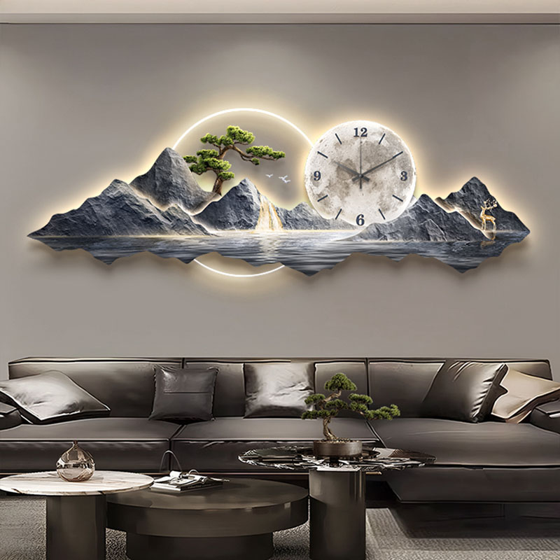 リビングルームの壁時計アート壁画高級大型美的モダン壁時計クリ - Wall Clock Silent のレビューと価格