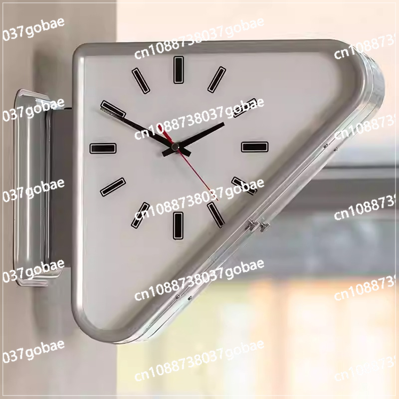 リビングルームのミニマリズム時計両面壁掛け時計三角形モダンな - Wall Clock Silent のレビューと価格