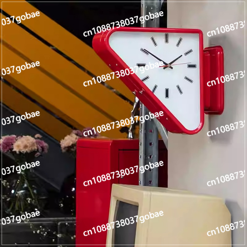 リビングルームのミニマリズム時計両面壁掛け時計三角形モダンな - Wall Clock Silent のレビューと価格