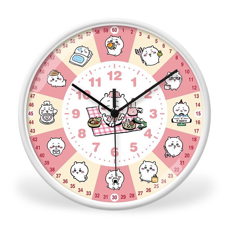 アニメちいかわ学習壁掛け時計漫画子供部屋早期教育ルーティン漫 - Wall Clock Silent のレビューと価格