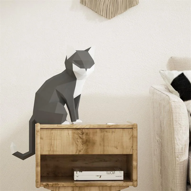 1 ペア愛好家猫動物装飾ホーム折り紙ピンクローポリ紙モデル、 - Home Decor Center のレビューと価格