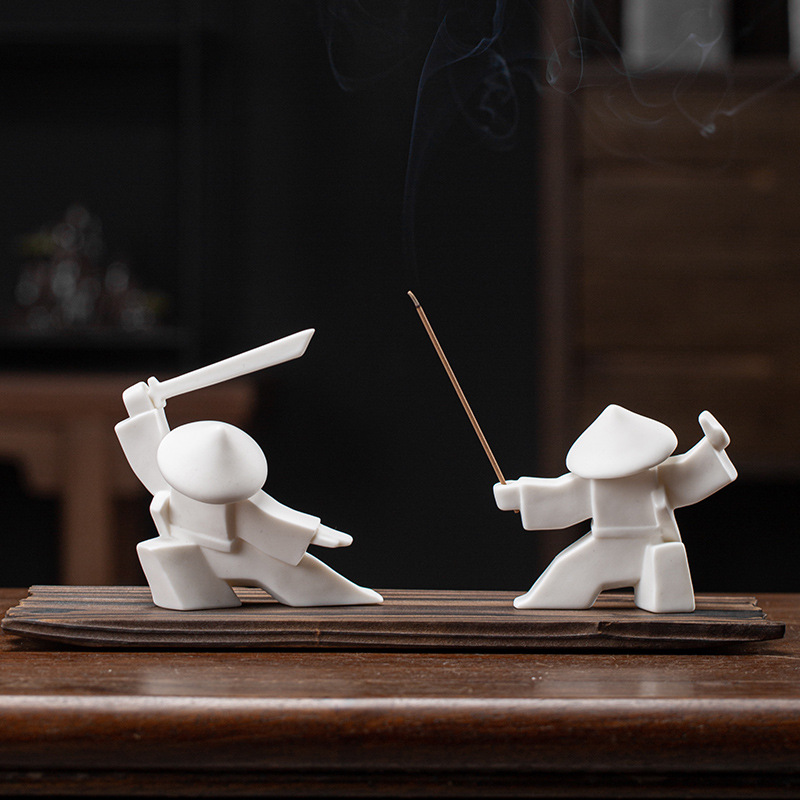 Swordsman-家の装飾用のセラミックサムライの彫像,高 - Incense Stick Holder のレビューと価格