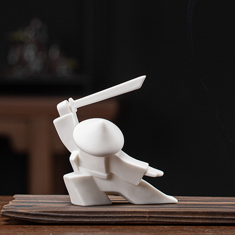 Swordsman-家の装飾用のセラミックサムライの彫像,高 - Incense Stick Holder のレビューと価格