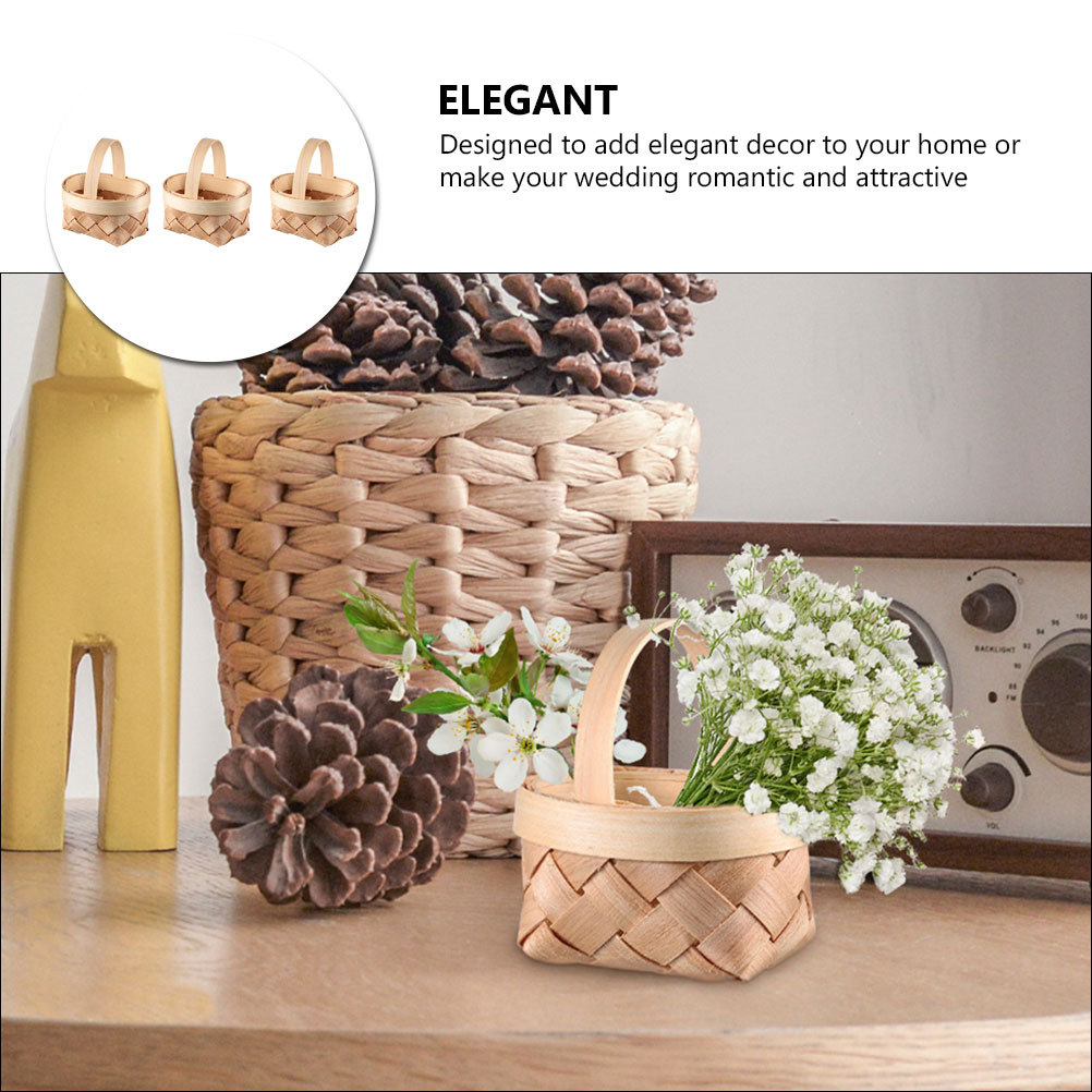 3 個ミニ織バスケット手作り籐収納バスケット装飾用キャンディ - Home Decor Rattan のレビューと価格