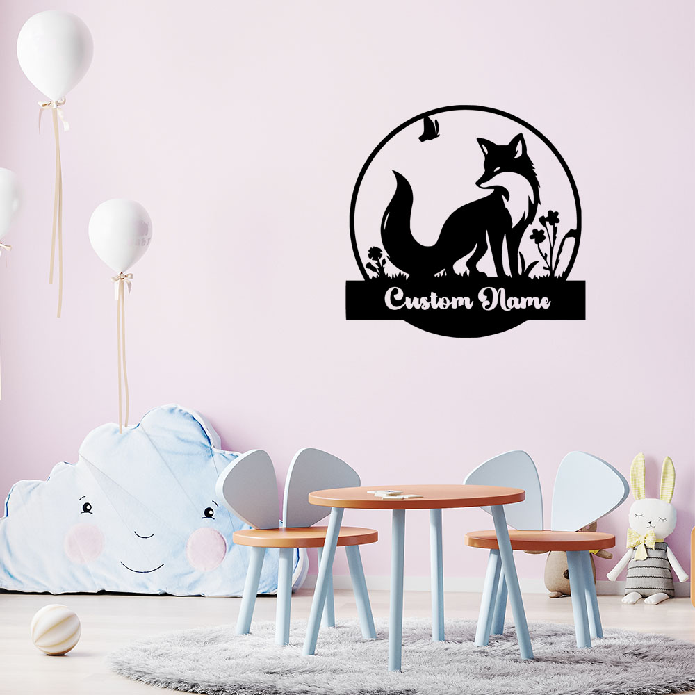 1PC カラフルなキツネカスタマイズ可能なテキストビニール壁 - Home Decor Wall Tiles のレビューと価格