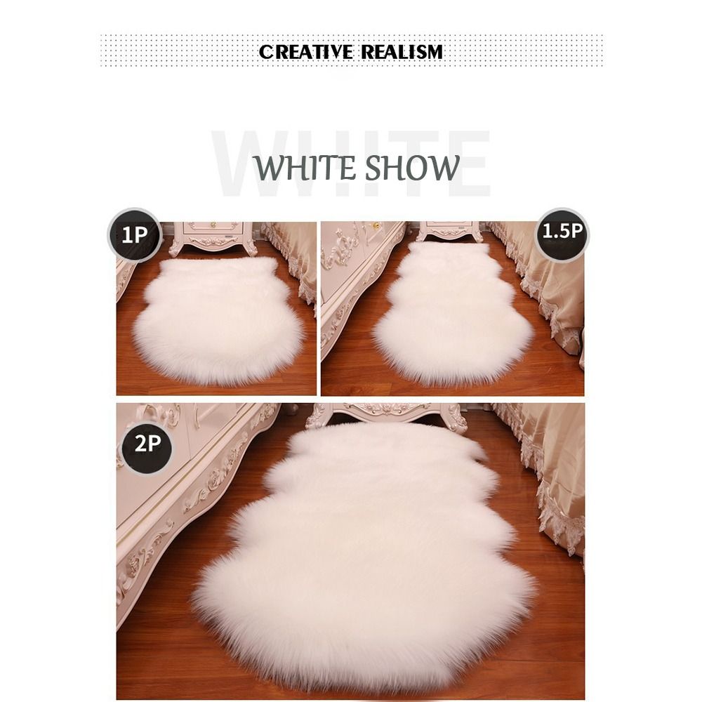 人工シープスキンロングヘアカーペット床ウールふわふわソフトマ - Cowhide Rug Faux のレビューと価格