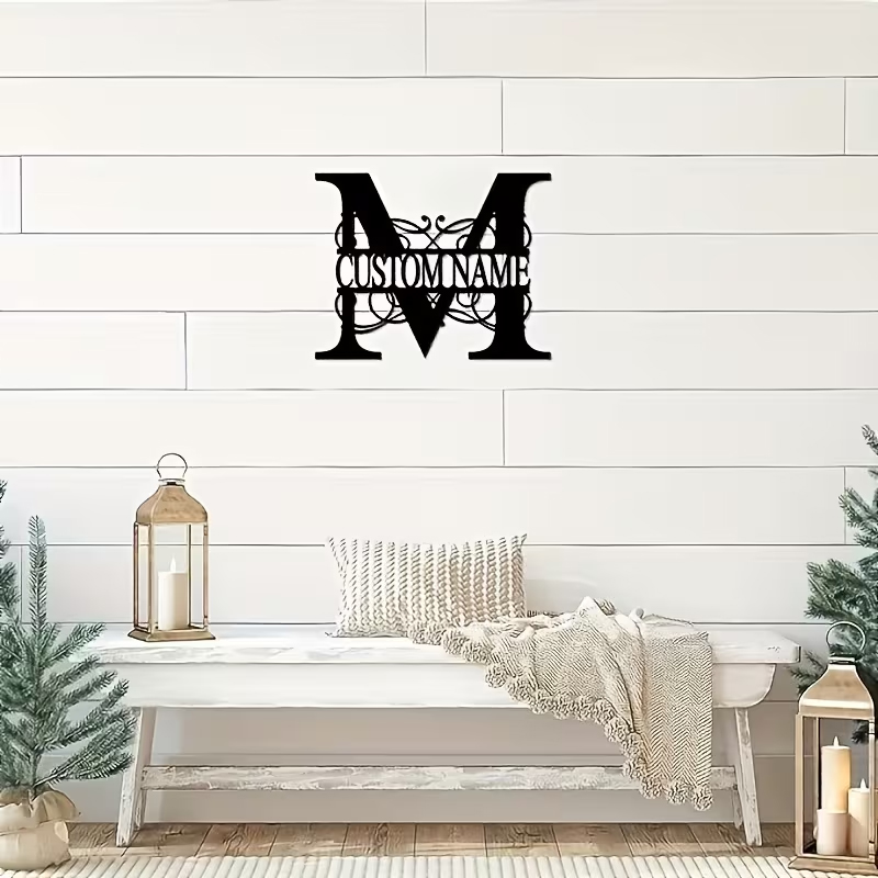 クラシックなカスタムモノグラムメタルウォールアート - パー - Home Decor For Wedding のレビューと価格