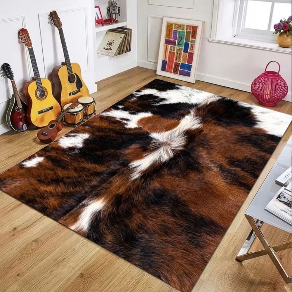 フェイクカウハイド柄エリアラグ ナチュラルテクスチャ ホーム - Cowhide Rug Faux のレビューと価格