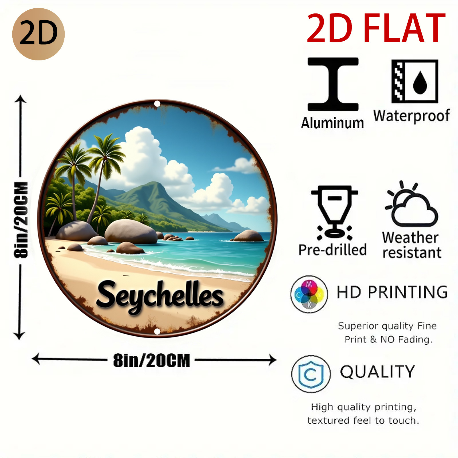 2Dフラット、2Dフラットセイシェルビーチロゴ、レトロメタル - Home Decor Logo Design のレビューと価格