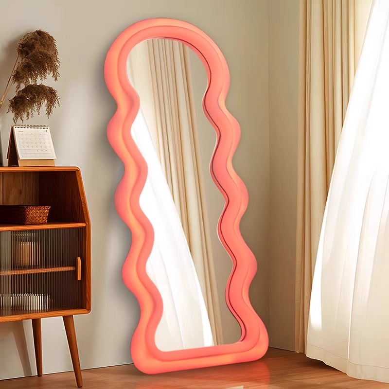 韓国スタイルライトミラー波状光ファンキー美的全身ミラーリビン - Home Decor Minimalist Style のレビューと価格