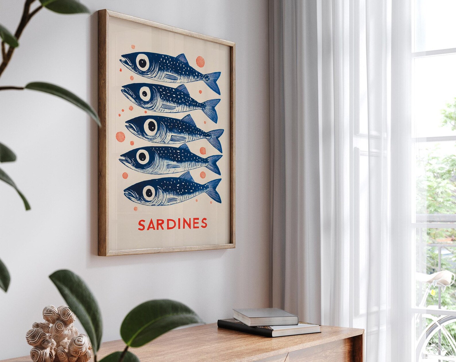 ヴィンテージイワシキャンバスウォールアートポスター - フレ - Home Decor Minimalist Style のレビューと価格