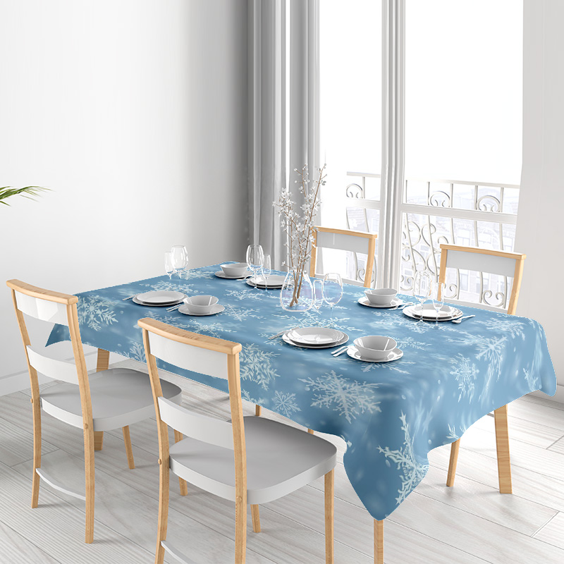 スノーフレークダイニングテーブルクロス冬の家の装飾青白い花寝 - Home Decor Online Shopping のレビューと価格